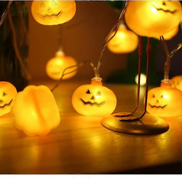 2025 Halloween Lyslenke 40 LED 6m - Halloween dekorasjon rom, gresskar dekorasjon med timer og 1,5m USB-kabel