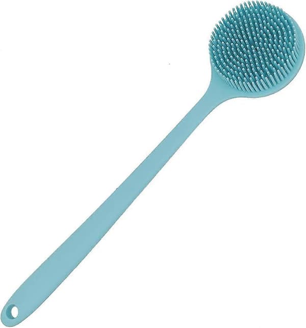 Ryggskrubbare för dusch, mjuk silikonbadborste med långt handtag, blå Blue