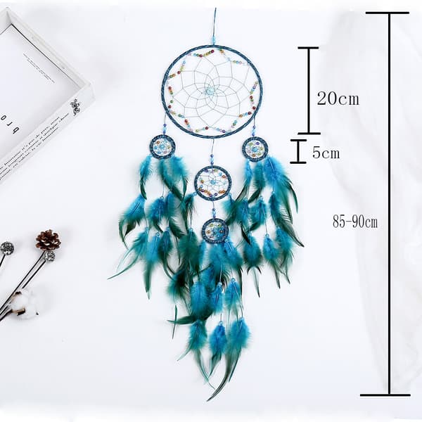 Dream Catcher Feather Pendant Five Rings Wind Chimes Pendant Home
