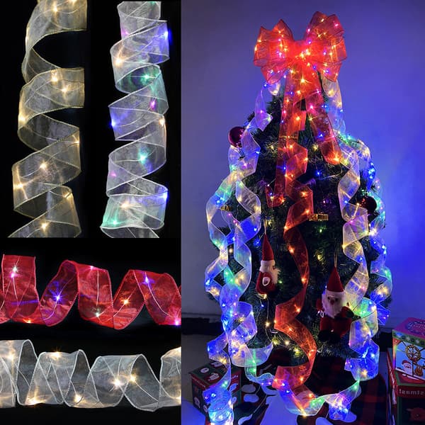 1M Lantern String Mesh Christmas Tree Ribbon Hanging Net Christmas Tree