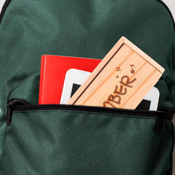 Træpenalhus-organizer med dobbelt niveau til skolen