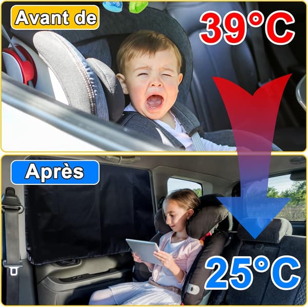 Bilsolskærm til børn, bilsolskærmgardin reflekterer og absorberer UV- og sollys, bageste siderude