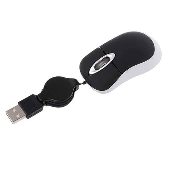 Mini uttrekkbar kabel USB-tilkoblet mus Optisk datamus for reise