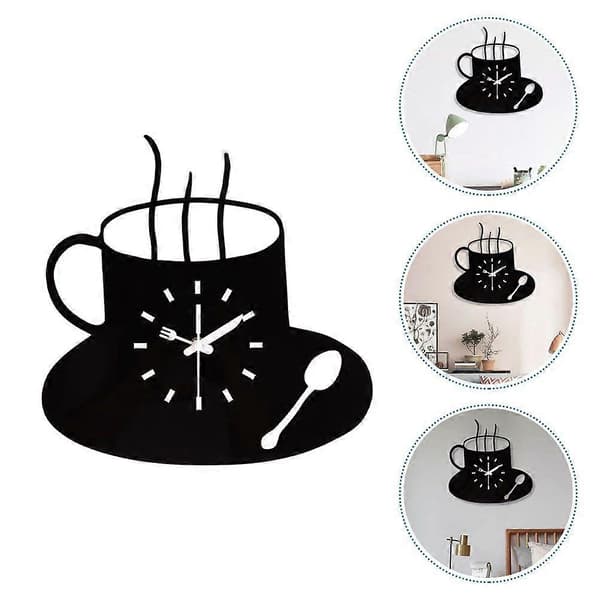 Kreativt vægur i kaffe-look til vægmontering, vægur til hjemmet (sort)