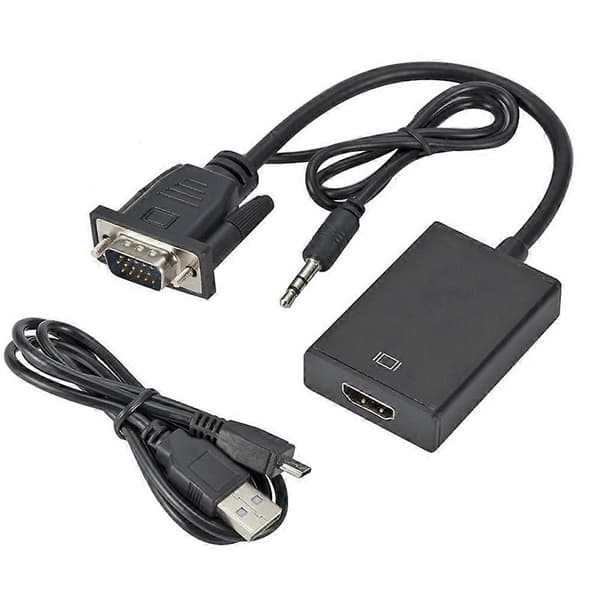 VGA til HDMI-omformer 1080P HD-adapter og USB-strømkabel