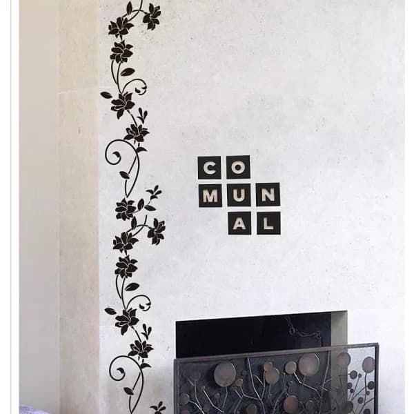 Wall Decals in Set, 105*30cm, Vines Flowers Black PVC Design Wall Decal S