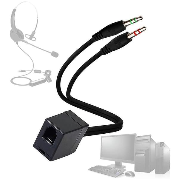 RJ9 til 3,5 mm Telefonadapterkabel RJ9 Hun til 3,5 mm Dobbelt Han Konverter