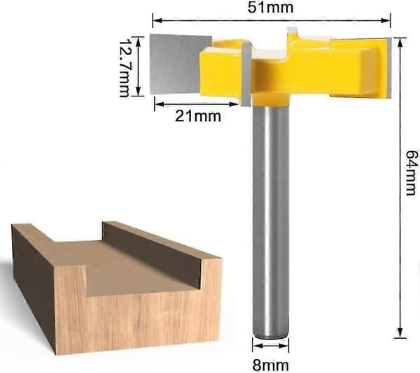 4-skärs planfräs för router, 2 tums skärdiameter, 8 mm skaft, planfräs för spillbräda, planfräs för yta