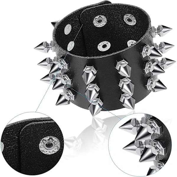 6 Pieces Punk Rivet Bracelets Studded Bracelets Leather Rivet Cuff [co]