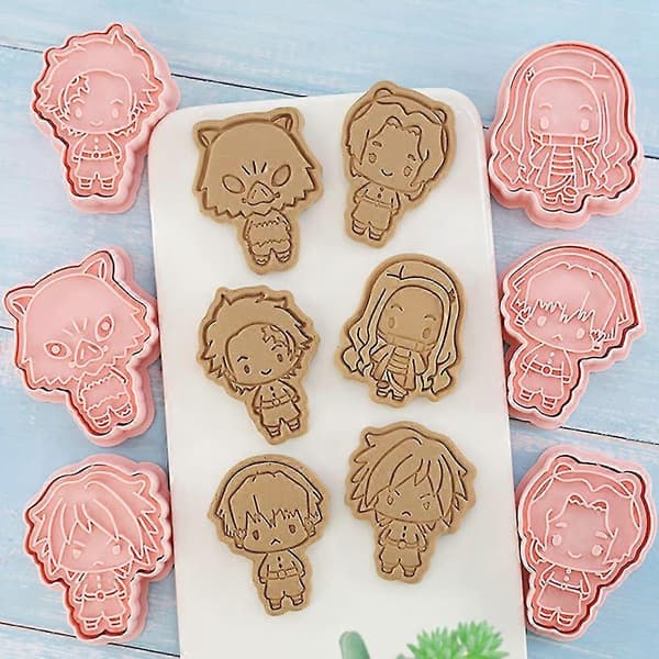6 stk/sett Demon Slayer Kakepynt Form Kjeks Kake Fondant DIY Dessertform