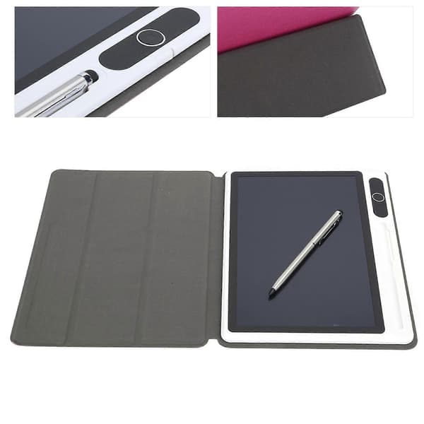 Electronic Notepad LCD Tablet Drawing Board Office Supplies Hand Painting Tool 9 Inch (Rose Red (with Faux Leather Case))