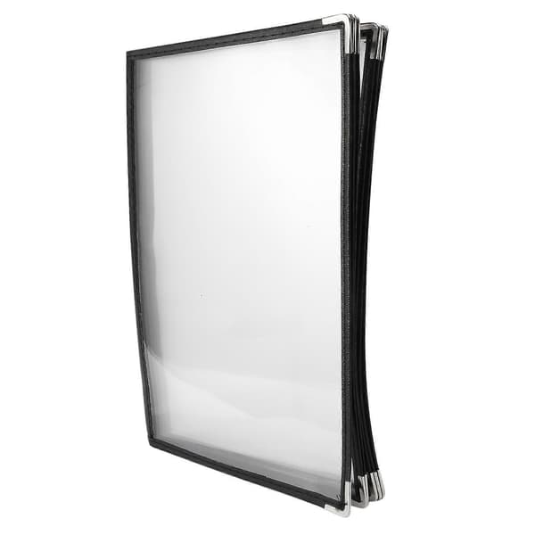 Transparent menukort til restaurant, A4-størrelse, bogstil, café, bar, 6 sider, 12 visninger