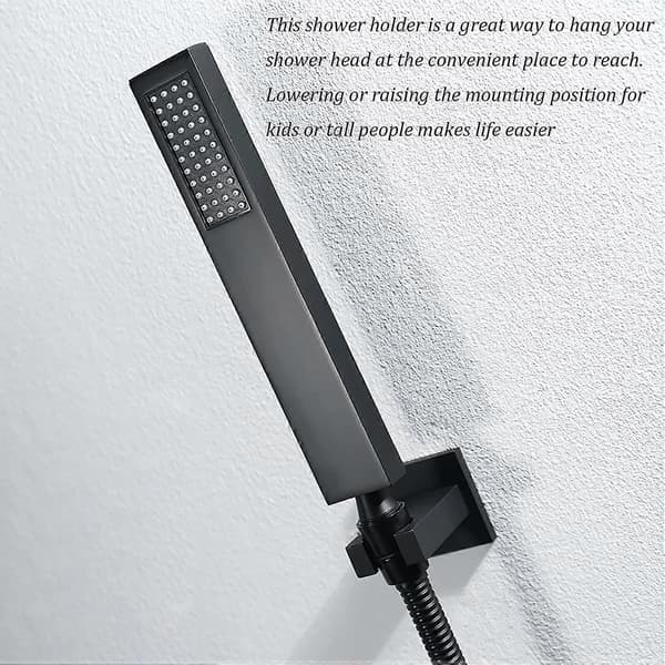 Svart Håndholdt Dusjholder Messing Dusjhodeholder Dusjhodeholder Veggmontert Rektangulær Hånddusjholder Hånddusjholder - [DB]