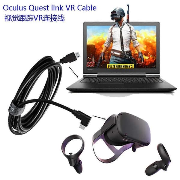 Oculus Quest VR Link -kaapeli, suorakulmainen C-tyyppi 3A pikalatausdatakaapeli, 5m/16,5ft