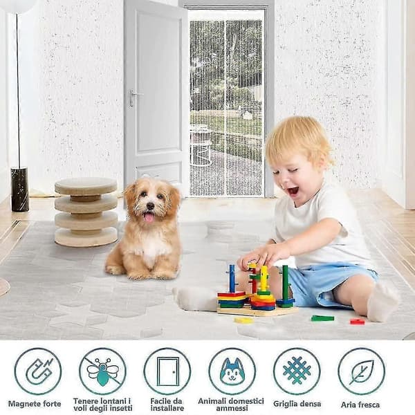 White Magnetic Mosquito Net, Mesh Curtain, Door With Full Coverage, Self-Closing For Balcony, Easy Installation, 100x210 Cm db
