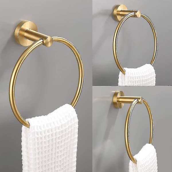 9806 Round Base Gold Towel Ring - with Adhesive (Gold, Round Base)