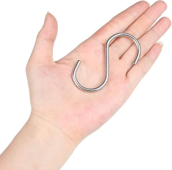 10-pack S-formade krokar i rostfritt stål 304, metallhängare, S-krokar för upphängning (silver)
