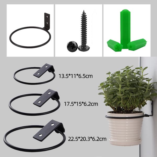3 stk (sort, 4 tommer) Vægmonteret blomsterpottering Blomsterpotte Ho