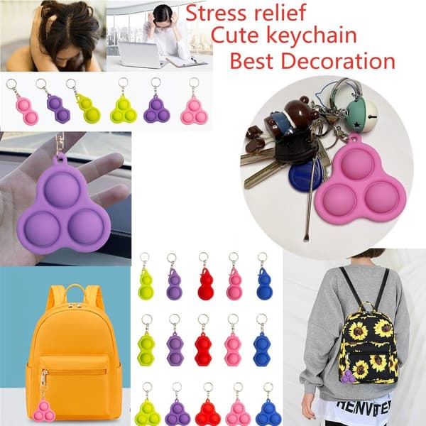 Mini Fidget Simple Dimple Legetøj Mini Nøglering Tidlig Malm Rosa&Grøn&Lilla-3 KLB