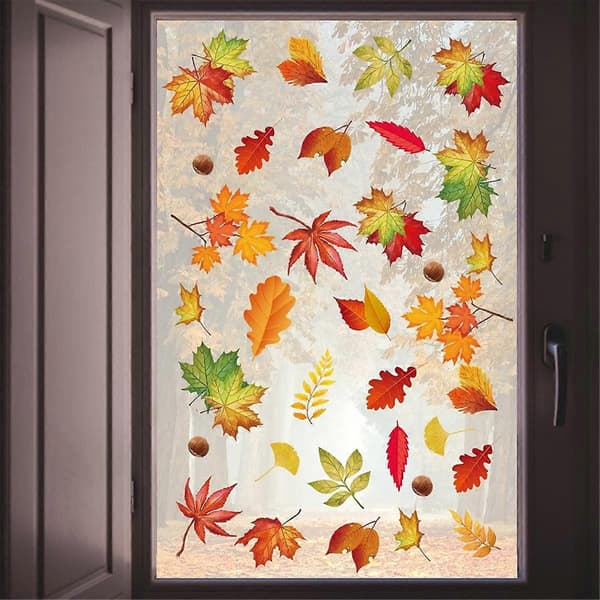 Efterårs vinduesdekorationer, 9 ark efterårs vinduesdekorationer til glas Efterårs vinduesdekorationer Efterårs vinduesdekorationer Thanksgiving