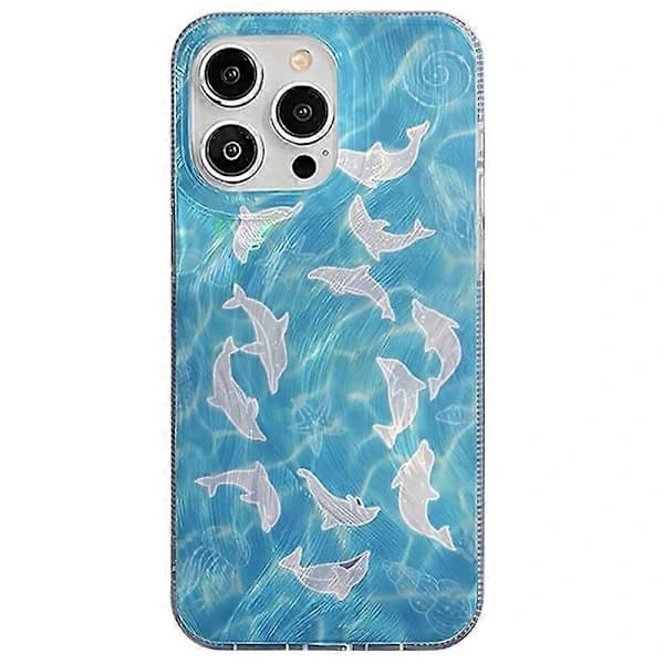 Puhelinkotelo iPhone 15 Pro Max IMD TPU+PC Puhelinkuori Upea Delfiinikuvio