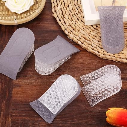 Pair of Heel Inserts Increased Height Gray Sole 3 Layers 5cm, Invisible Silicone Insole 3 Layers Heel Support Sole Height