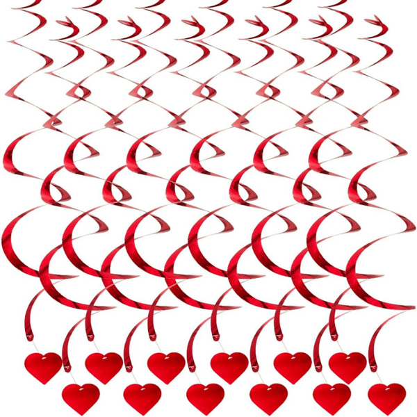 12 Hjerteformede Hengende Dekorasjoner for Valentinsdag og Bryllup