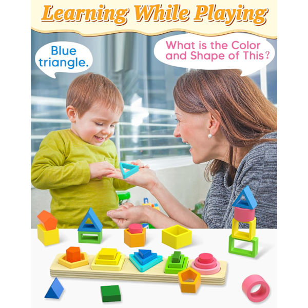 FormSorter Treleke for Barn 1-3 År - Ring Puslespillgave for Småbarn