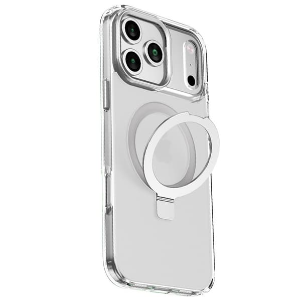 Sølv Magnetisk Stativdeksel Kompatibelt med iPhone 16 Pro Max - Støtsikkert og Anti-Fingeravtrykk