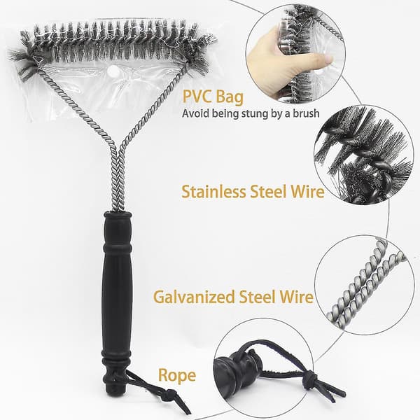 Triangular grill brush made of steel wire