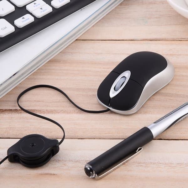 Mini uttrekkbar kabel USB-tilkoblet mus Optisk datamus for reise