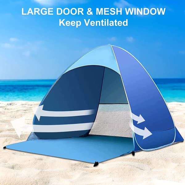 Outdoor Beach Tent, Pop-up, Portable, Automatic, Waterproof, Easy Setup, Suitable for Family, Picnic, Camping (Blue)