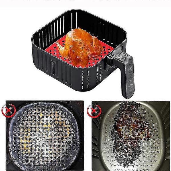 2 stk Silikon Airfryer Matter, Gjenbrukbare, 21,5 cm