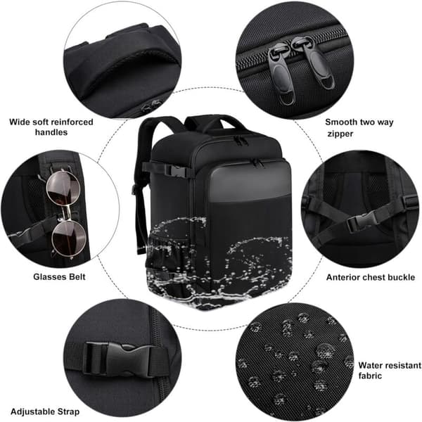 45x36x20 Cabin Backpack for Airplanes, 15.6 Inch Laptop Bag Work Bag, Black