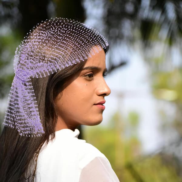 Lilla net hårnet med rhinsten til kvinder universel pasform af polyester letvægts til rene musikfestivaler og diskobegivenheder -
