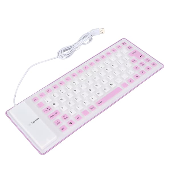 Silicone Keyboard Fully Sealed Design Lightweight Portable Silent Soft Comfortable USB Wired Silicone Keyboard for PC Purple