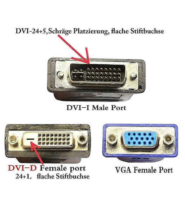DVI-I(24+5) Hann til DVI-D(24+1) og VGA (HD15) Hunn