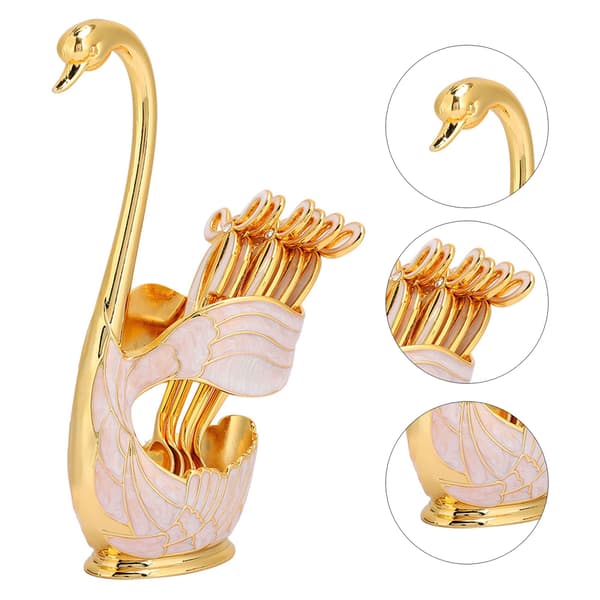 Coffee Dessert Spoon Set European Style Elegant Swan Fruit Spoon Holder Decorative Tableware Gold
