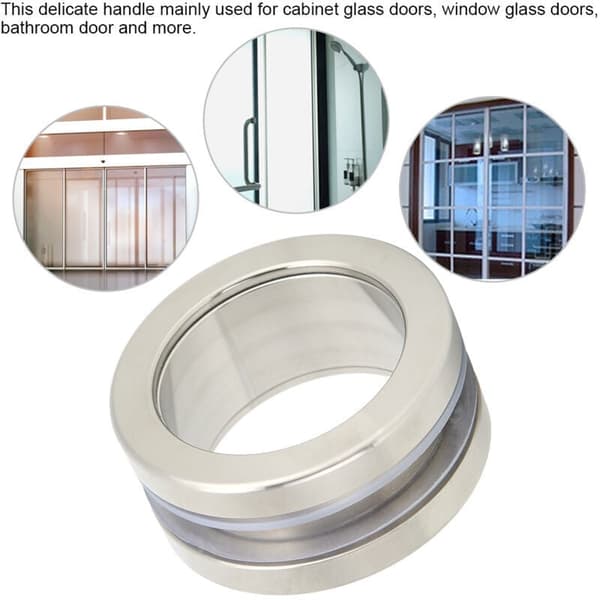 Round Stainless Steel Handle, Built-in Bathroom Glass, Hollow Pull Knob, Sliding Door Handle.
