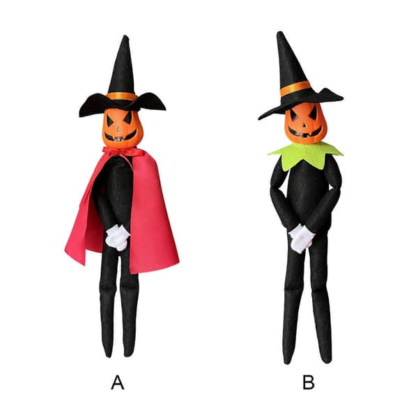 36 cm Græskarfe Legetøj med Sort Hat Hvide Handsker Kostumer Kjoler Kappe til Halloween Efterårshøst Højtidspynt Grøn Green