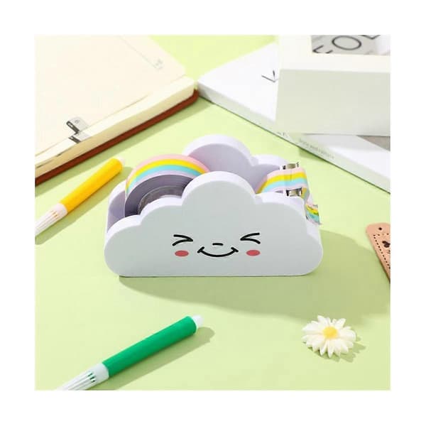 Rainbow Tape Holder with Cloud Shape for Students, Desktop Tape Cutter, Cute Packaging Tape Dispenser