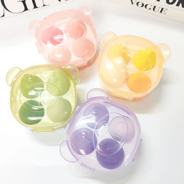Skjønnhetsmakeup-egg luftpute pudderpuff makeup-egg tørr og våt dobbel bruk absorberer ikke pudder supermykt 4-sett—yux