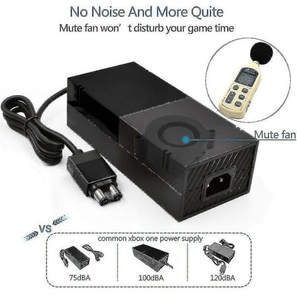 Xbox One Strømforsyning, [Opgraderet Version] Xbox AC Adapter Erstatningsoplader Strømkabel til Microsoft Xbox One, Spænding 100-240V)