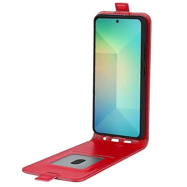 Kompatibel med R64 Textur Vertikalt Flip Läder Telefonfodral - Röd