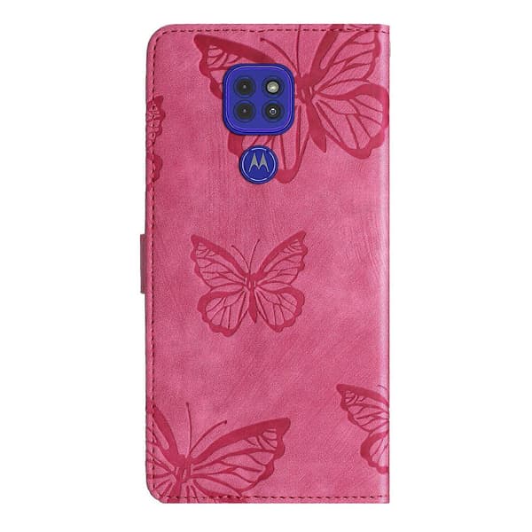 Compatible with Motorola Moto E7 Plus Embossed Butterfly Case with Wallet and Stand