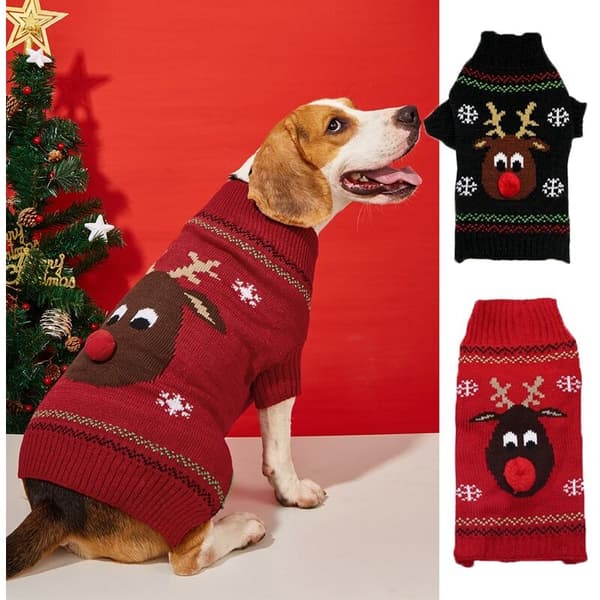 Husdjurs Halloween-kostym Varm Stickad Jacka (Svart, Storlek XXL)