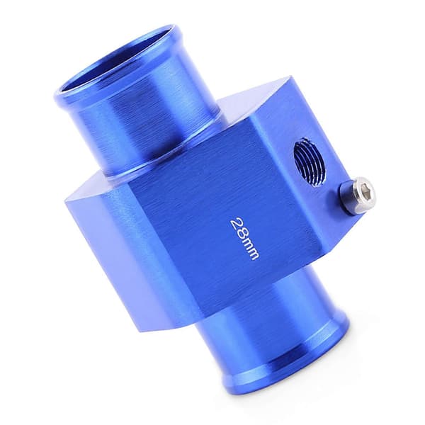 Universal Metal Bil Vandtemperatur Samlerør Slange Temperatursensor Adapter Blå 28mm