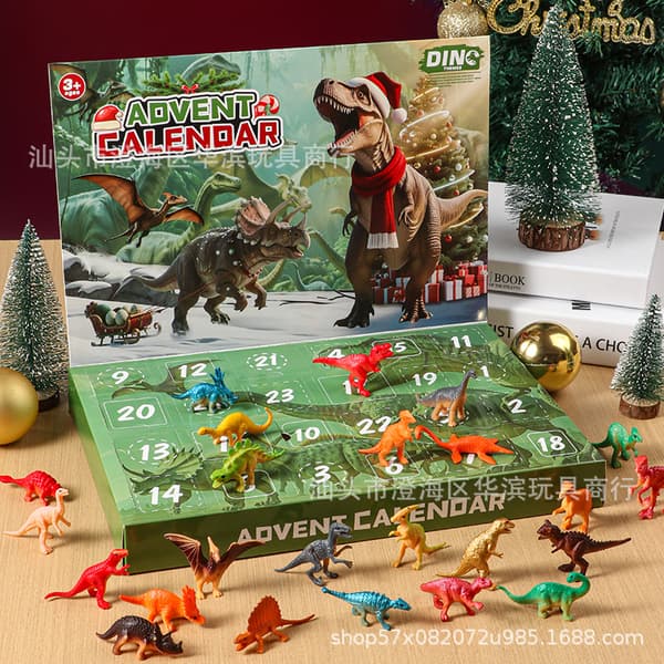 Jul 24-dages nedtællingskalender blind boks dinosaurlegetøj julegaveæske adventsdag[BT] Lysende Luminous