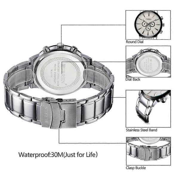 CURREN 8001A Herre Quartz Business Ur Hvid Urskive [DB]