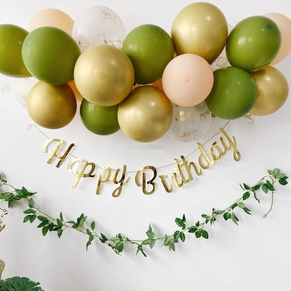 62 stk Oliven Grøn og Guld Balloner til Babyshower Dekorationer - 12 tommer